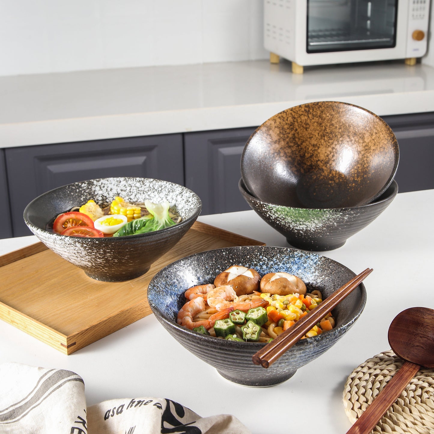 DECOSIGNATURE 6 Pcs Japanese Stoneware Ramen Bowl